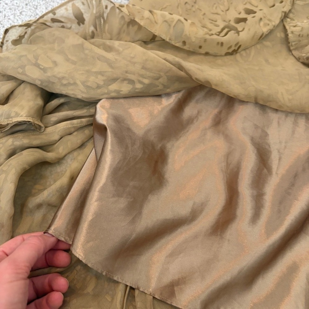Soft Surroundings Burnout Silk Maxi Skirt Womens XS Tan Gold Boho Festival Fairy - Picture 6 of 9